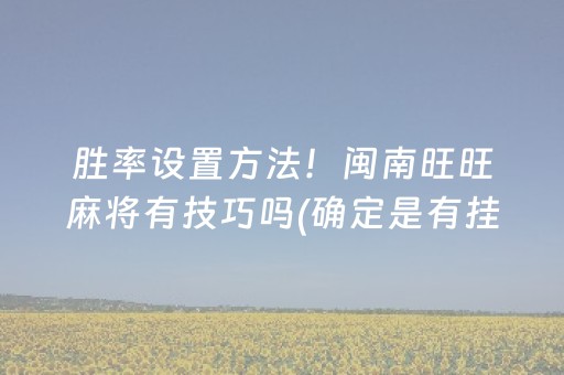 胜率设置方法！闽南旺旺麻将有技巧吗(确定是有挂)