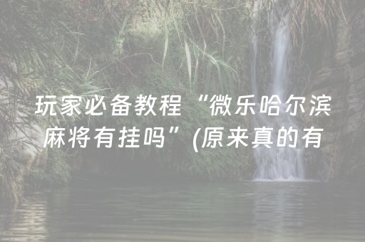 玩家必备教程“微乐哈尔滨麻将有挂吗”(原来真的有挂)-抖音