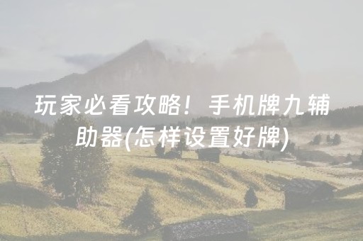 玩家必看攻略！手机牌九辅助器(怎样设置好牌)