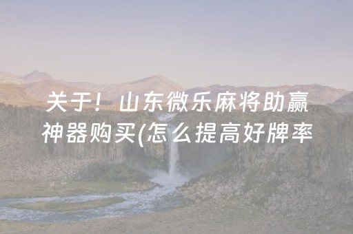 关于！山东微乐麻将助赢神器购买(怎么提高好牌率)