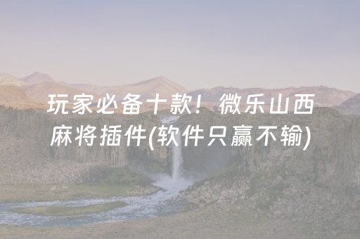 玩家必备十款！微乐山西麻将插件(软件只赢不输)