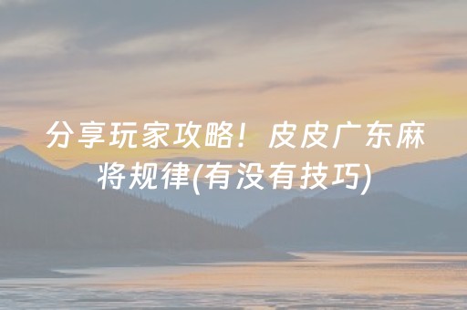 分享玩家攻略！皮皮广东麻将规律(有没有技巧)