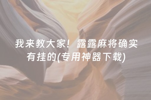 我来教大家！露露麻将确实有挂的(专用神器下载)