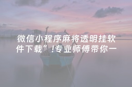 微信小程序麻将透明挂软件下载”!专业师傅带你一起了解（详细教程）-抖音