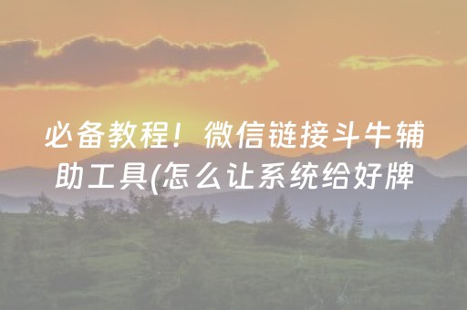 必备教程！微信链接斗牛辅助工具(怎么让系统给好牌)