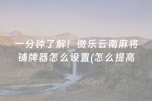 一分钟了解！微乐云南麻将铺牌器怎么设置(怎么提高胡牌率)