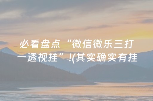 必看盘点“微信微乐三打一透视挂”!(其实确实有挂)-抖音