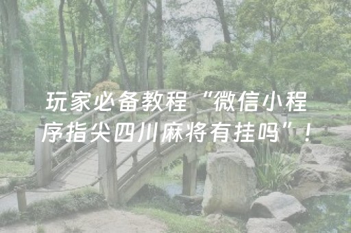 玩家必备教程“微信小程序指尖四川麻将有挂吗”!(其实确实有挂)-抖音