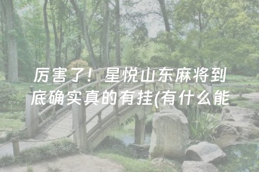 厉害了！星悦山东麻将到底确实真的有挂(有什么能赢的方法)