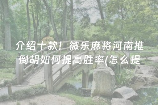 介绍十款！微乐麻将河南推倒胡如何提高胜率(怎么提升胜率)