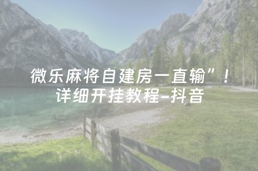 微乐麻将自建房一直输”!详细开挂教程-抖音