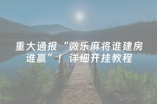 重大通报“微乐麻将谁建房谁赢”！详细开挂教程（确实真的有挂)-抖音