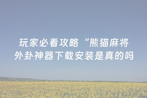 玩家必看攻略“熊猫麻将外卦神器下载安装是真的吗”!(确实是有挂)-抖音