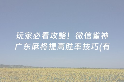 玩家必看攻略！微信雀神广东麻将提高胜率技巧(有什么赢的技巧)