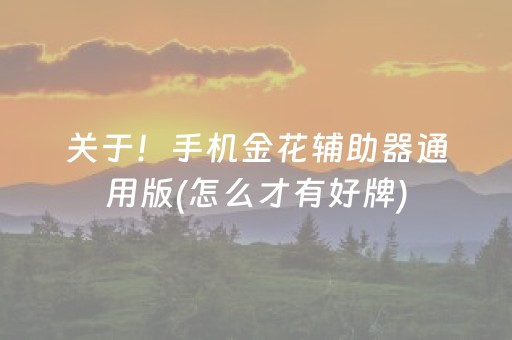 关于！手机金花辅助器通用版(怎么才有好牌)