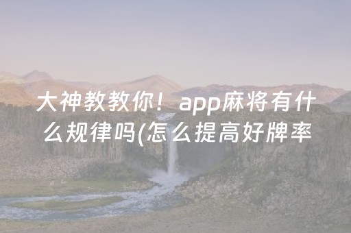 大神教教你！app麻将有什么规律吗(怎么提高好牌率)