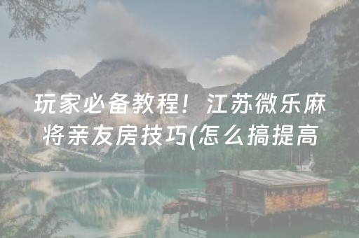玩家必备教程！江苏微乐麻将亲友房技巧(怎么搞提高胜率)