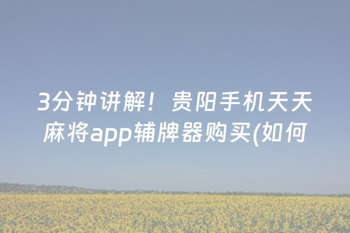 3分钟讲解！贵阳手机天天麻将app辅牌器购买(如何让系统发好牌)