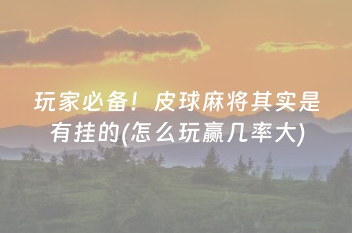 玩家必备！皮球麻将其实是有挂的(怎么玩赢几率大)