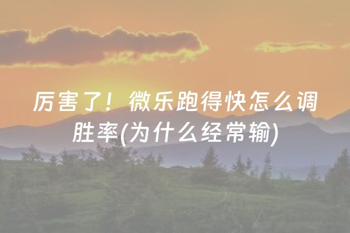 厉害了！微乐跑得快怎么调胜率(为什么经常输)