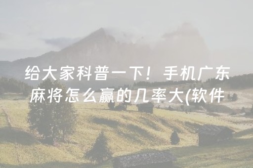 给大家科普一下！手机广东麻将怎么赢的几率大(软件怎么打赢)