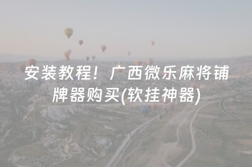 安装教程！广西微乐麻将铺牌器购买(软挂神器)