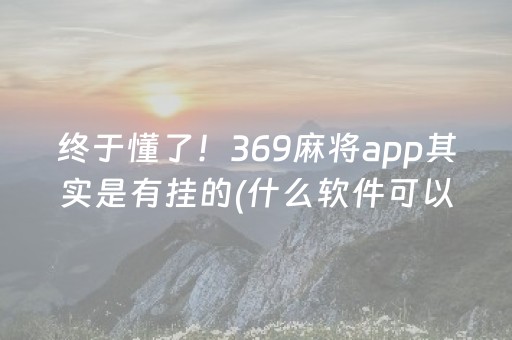 终于懂了！369麻将app其实是有挂的(什么软件可以赢)