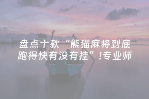 盘点十款“熊猫麻将到底跑得快有没有挂”!专业师傅带你一起了解（详细教程）-抖音