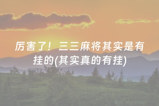 厉害了！三三麻将其实是有挂的(其实真的有挂)