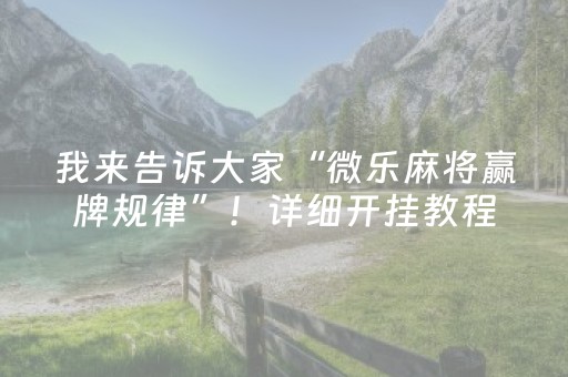 我来告诉大家“微乐麻将赢牌规律”！详细开挂教程（确实真的有挂)-抖音