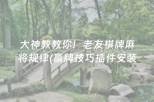 大神教教你！老友棋牌麻将规律(赢牌技巧插件安装)