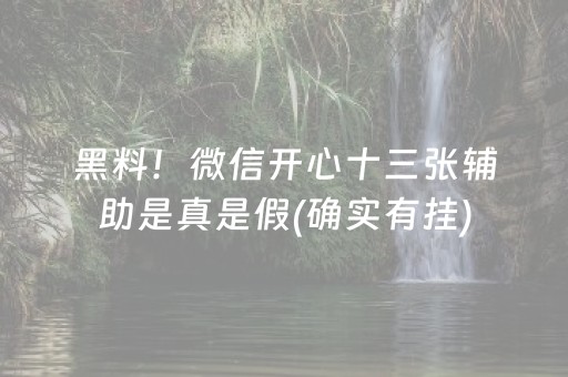 黑料！微信开心十三张辅助是真是假(确实有挂)