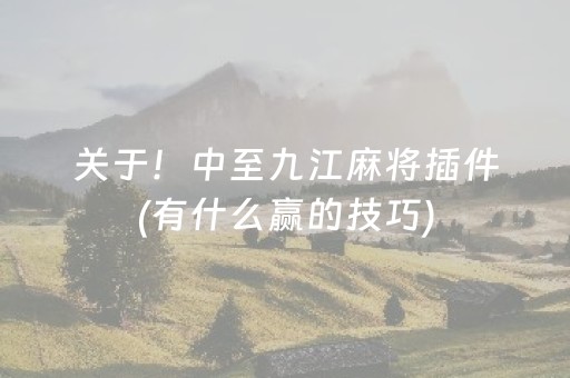 关于！中至九江麻将插件(有什么赢的技巧)