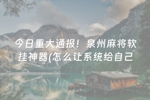 今日重大通报！泉州麻将软挂神器(怎么让系统给自己好牌)