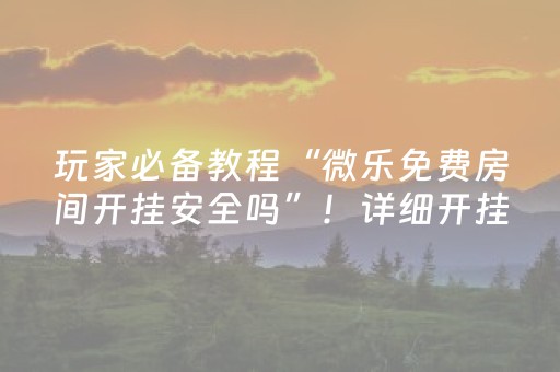 玩家必备教程“微乐免费房间开挂安全吗”！详细开挂教程（确实真的有挂)-抖音