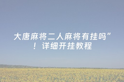 大唐麻将二人麻将有挂吗”！详细开挂教程（确实真的有挂)-抖音