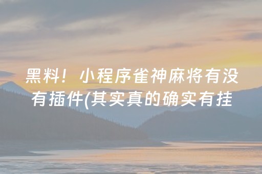 黑料！小程序雀神麻将有没有插件(其实真的确实有挂)