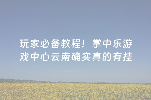 玩家必备教程！掌中乐游戏中心云南确实真的有挂(老是输为什么)