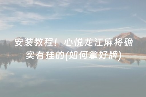 安装教程！心悦龙江麻将确实有挂的(如何拿好牌)