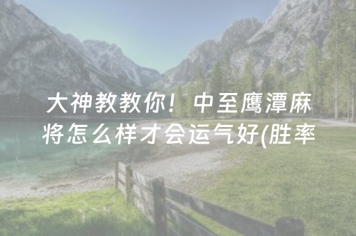 大神教教你！中至鹰潭麻将怎么样才会运气好(胜率到哪调)
