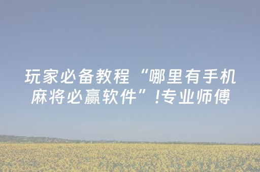 玩家必备教程“哪里有手机麻将必赢软件”!专业师傅带你一起了解（详细教程）-抖音