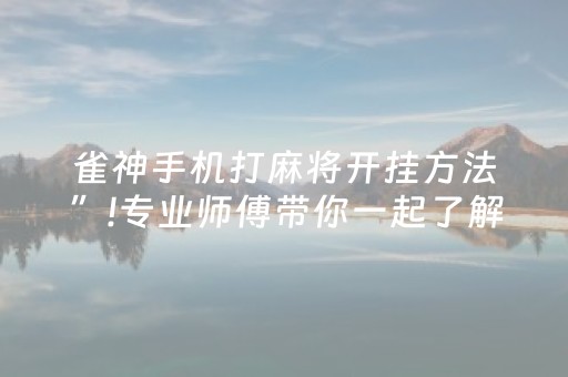 雀神手机打麻将开挂方法”!专业师傅带你一起了解（详细教程）-抖音