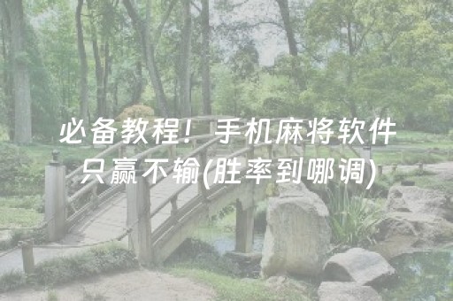 必备教程！手机麻将软件只赢不输(胜率到哪调)