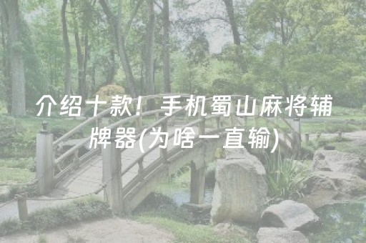 介绍十款！手机蜀山麻将辅牌器(为啥一直输)