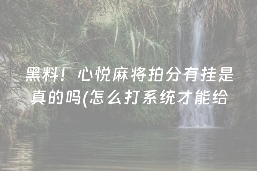 黑料！心悦麻将拍分有挂是真的吗(怎么打系统才能给好牌)