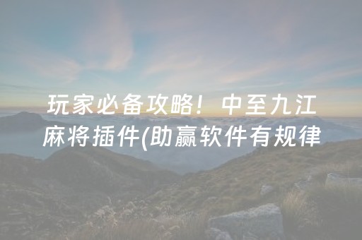 玩家必备攻略！中至九江麻将插件(助赢软件有规律吗)