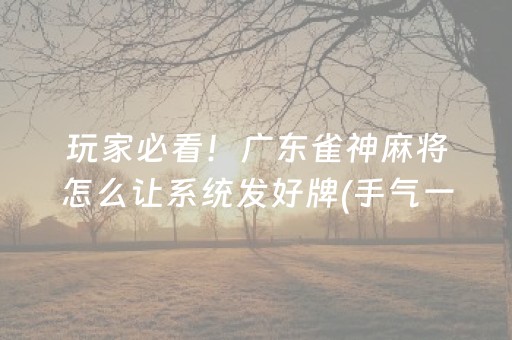 玩家必看！广东雀神麻将怎么让系统发好牌(手气一直很差)