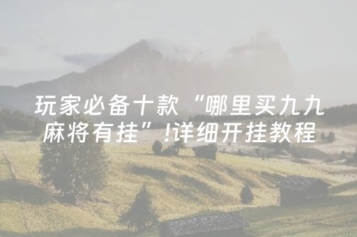 玩家必备十款“哪里买九九麻将有挂”!详细开挂教程-抖音