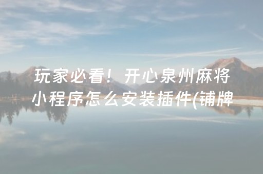 玩家必看！开心泉州麻将小程序怎么安装插件(铺牌器购买)