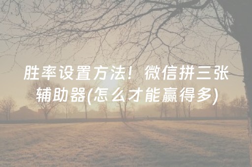 胜率设置方法！微信拼三张辅助器(怎么才能赢得多)